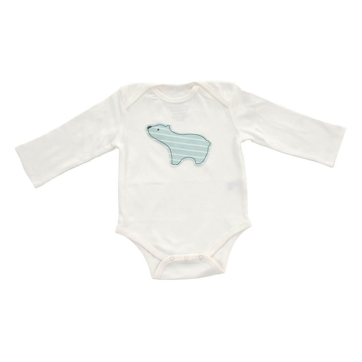 Organic Cotton Long Sleeve Baby Onesie Arctic Blue Bear by Silkberry B –  Baby Owl Kids
