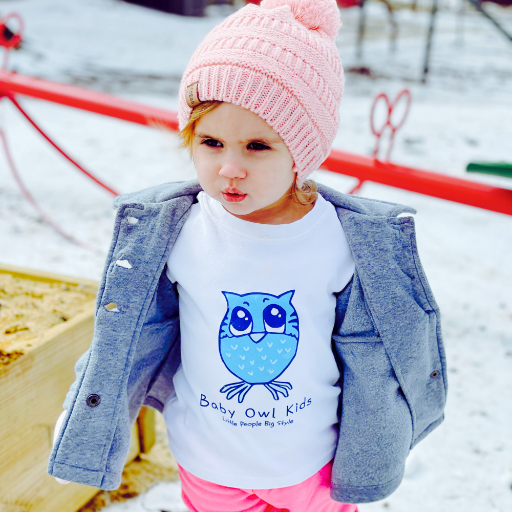 Long Sleeve Baby Owl T-Shirt – Soft Cotton Pink or Blue by Baby Owl Kids