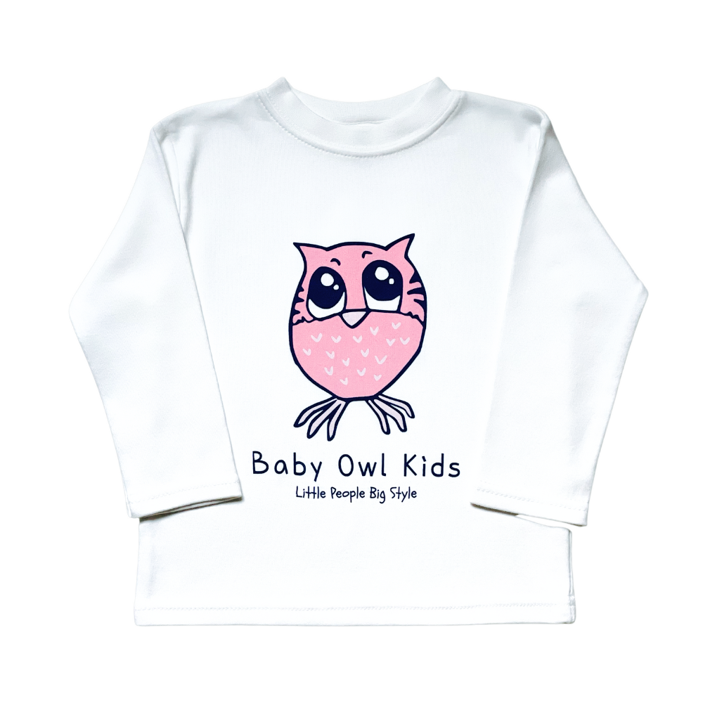 Long Sleeve Baby Owl T-Shirt – Soft Cotton Pink or Blue by Baby Owl Kids