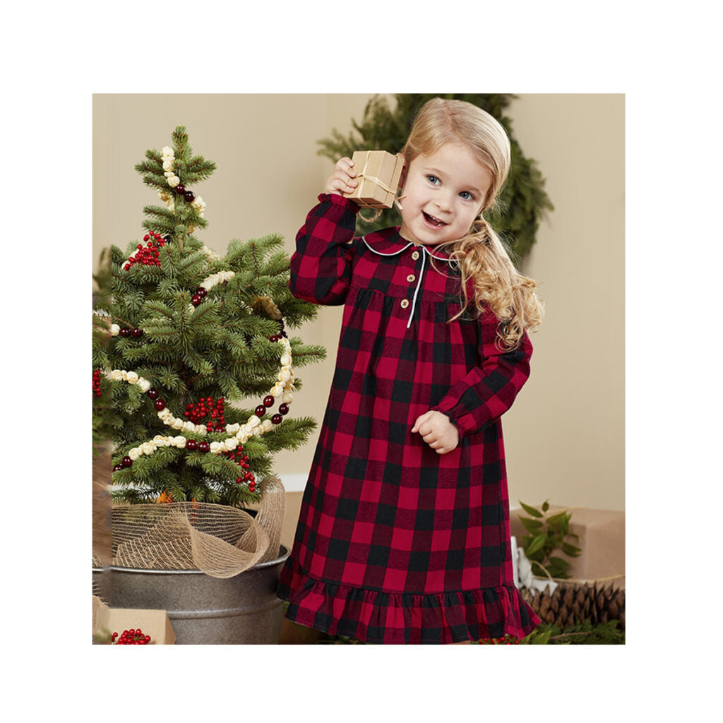 Mudpie Holiday Buffalo Gown – Baby Girl Festive Outfit