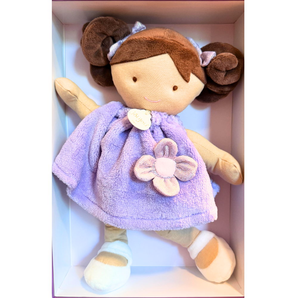 Demoiselle Pretty Soft Doll with Brown Hair by Doudou Et Compagnie