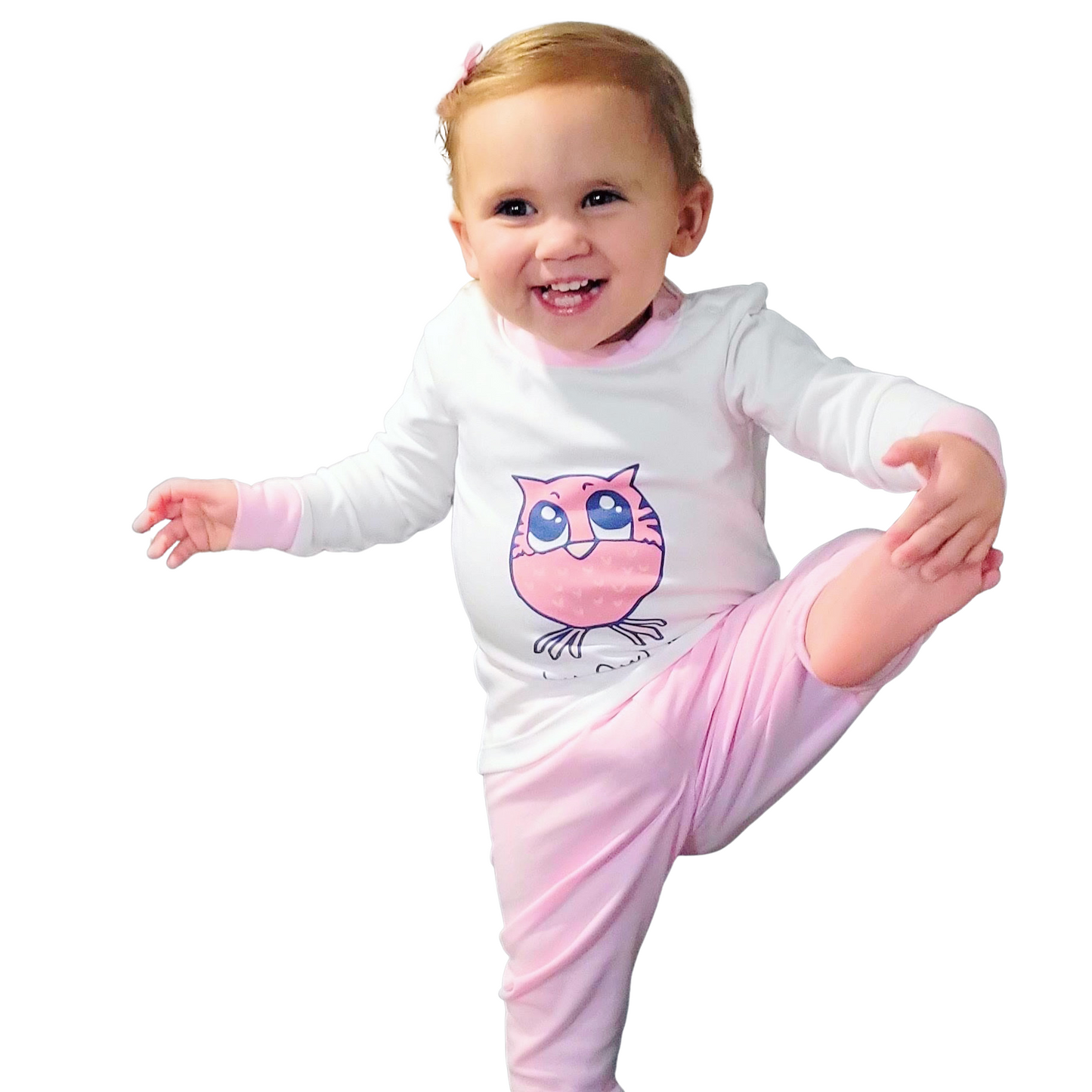 2 PC Pants Set Pink Baby Owl Pima Cotton Pajamas by Baby Owl Kids