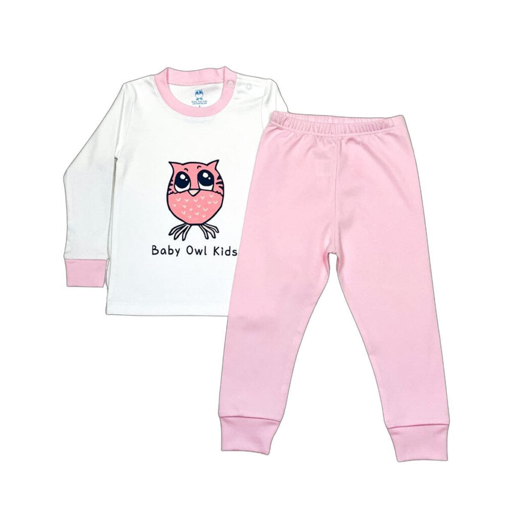 2 PC Pants Set Pink Baby Owl Pima Cotton Pajamas by Baby Owl Kids
