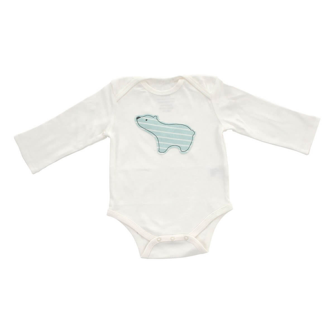 Organic Cotton Long Sleeve Baby Onesie Arctic Blue Bear by Silkberry Baby