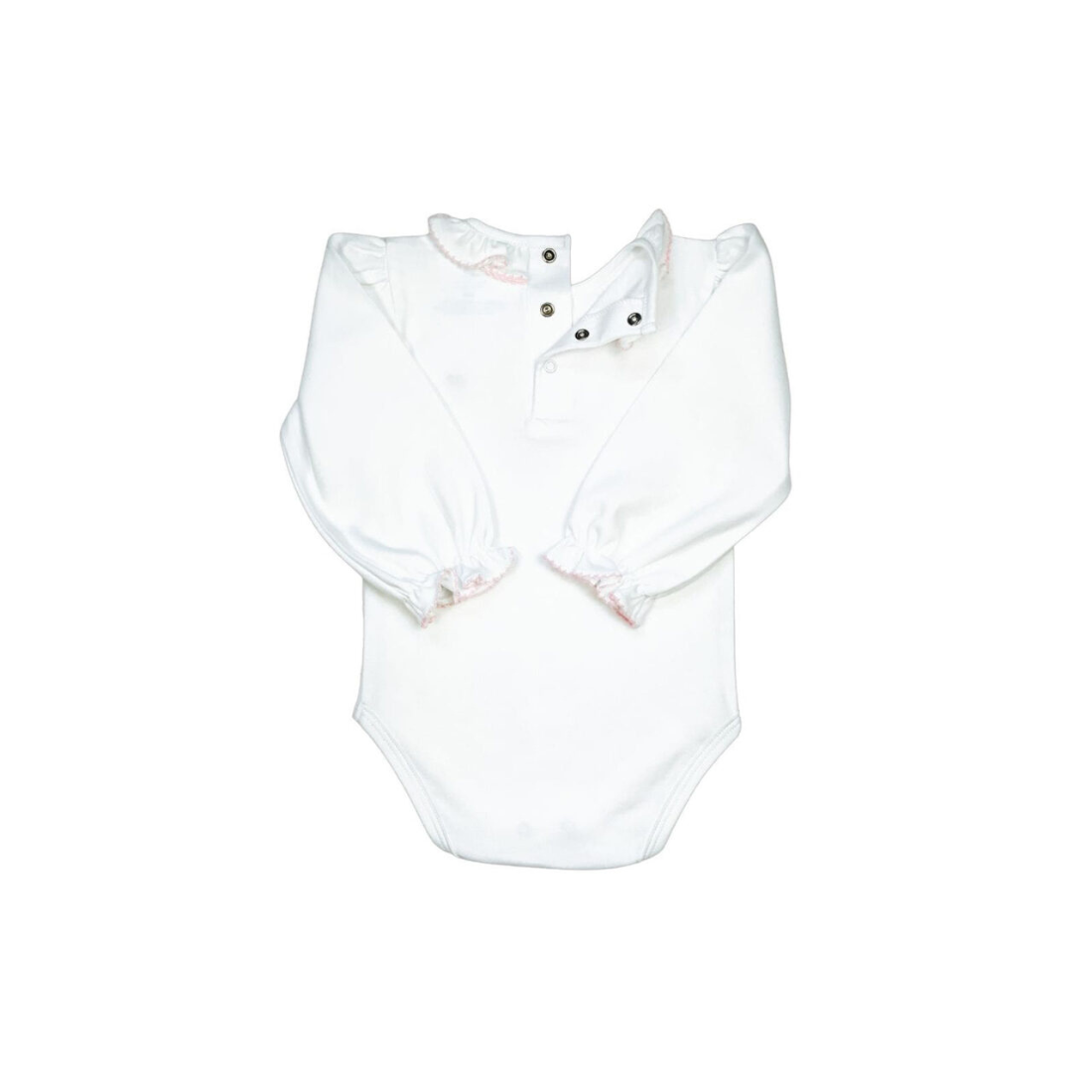 Pima Cotton Long Sleeve Ruffle Collar White Onesie By Baby Owl Kids