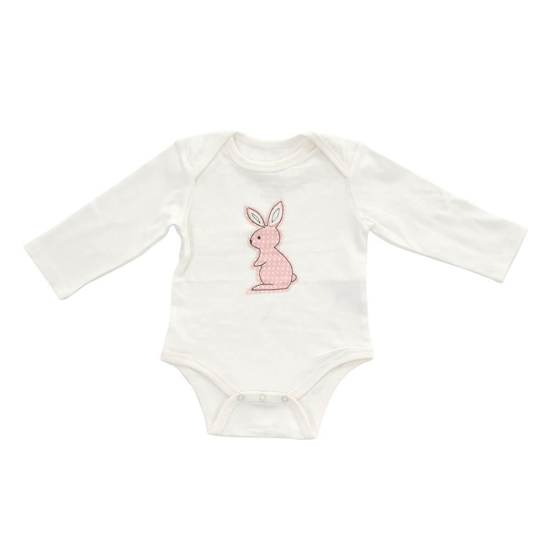 Organic Cotton Long Sleeve Baby Onesie Blush Dot Bunny by Silkberry Baby