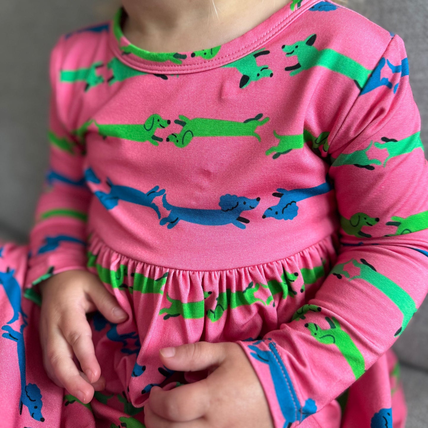 Bamboo Long Sleeve Skater Dress & Leggings Set in Dash Hounds