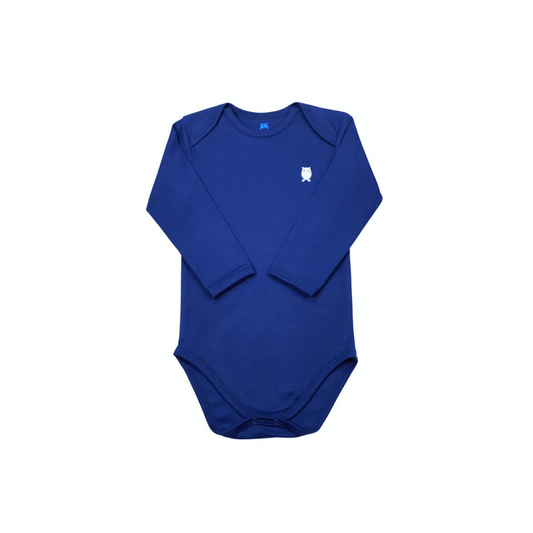 Pima Cotton Long Sleeve Navy Envelope Onesie by Baby Owl Kids