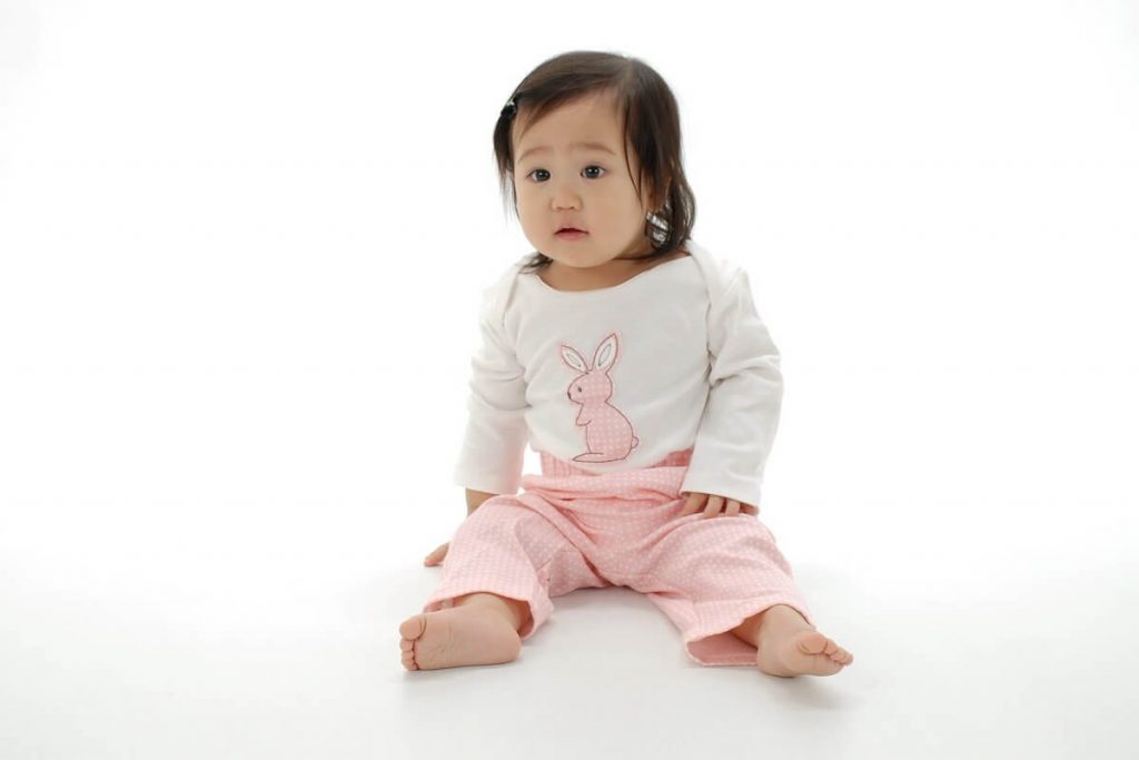 Organic Cotton Long Sleeve Baby Onesie Blush Dot Bunny by Silkberry Baby