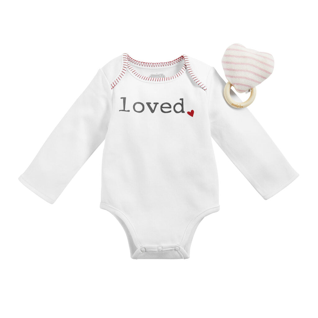 Bodysuit Long Sleeve & Rattle Set by Mudpie