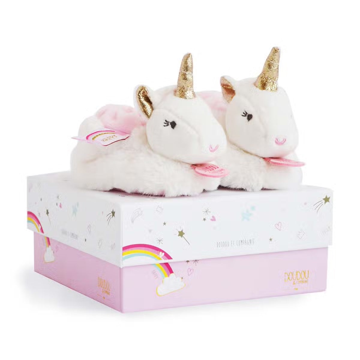 Unicorn Baby Booties with Rattle by Doudou Et Compagnie