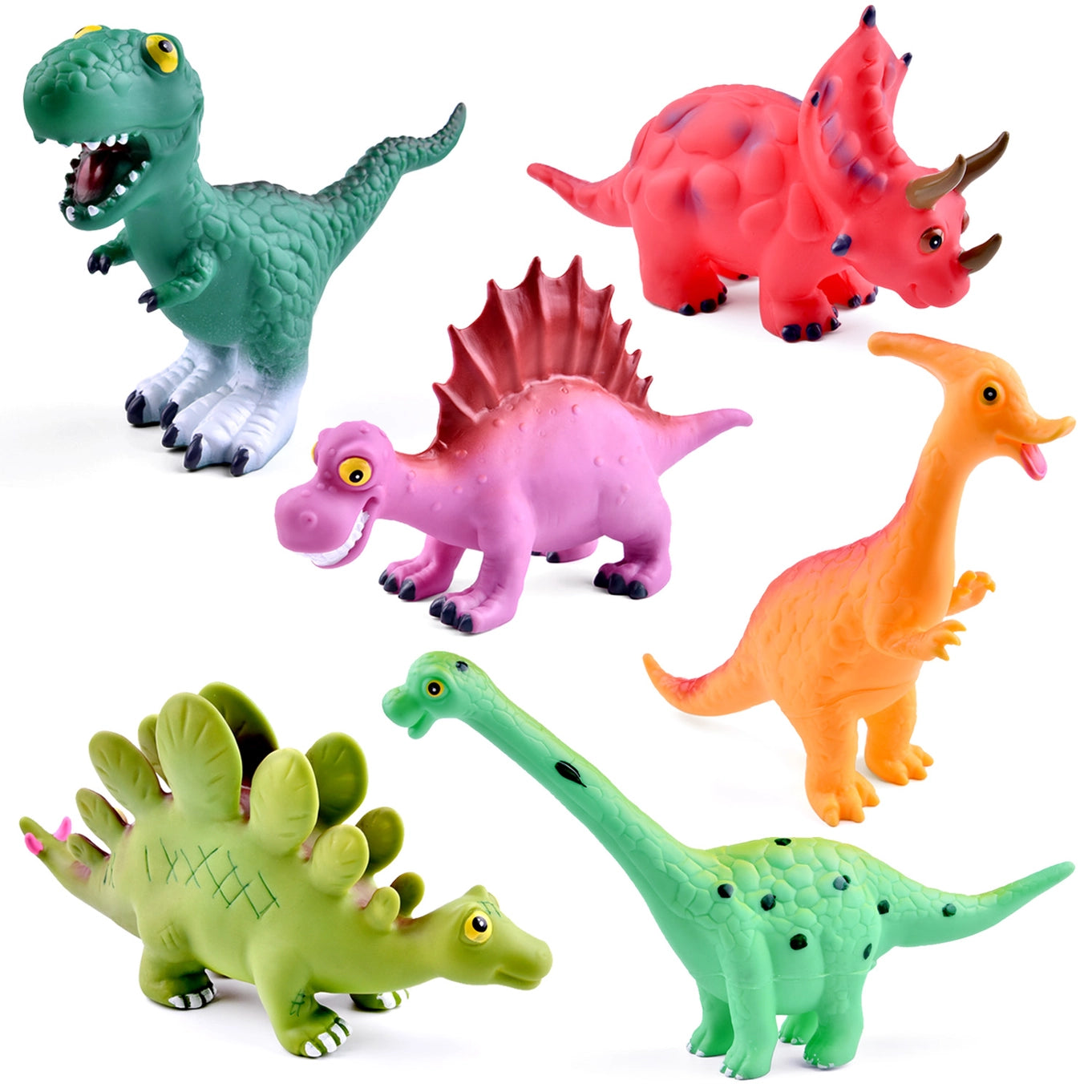 6 Pack Dinosaur Baby Bath Toys Figures Play Set by Fun Little Toys