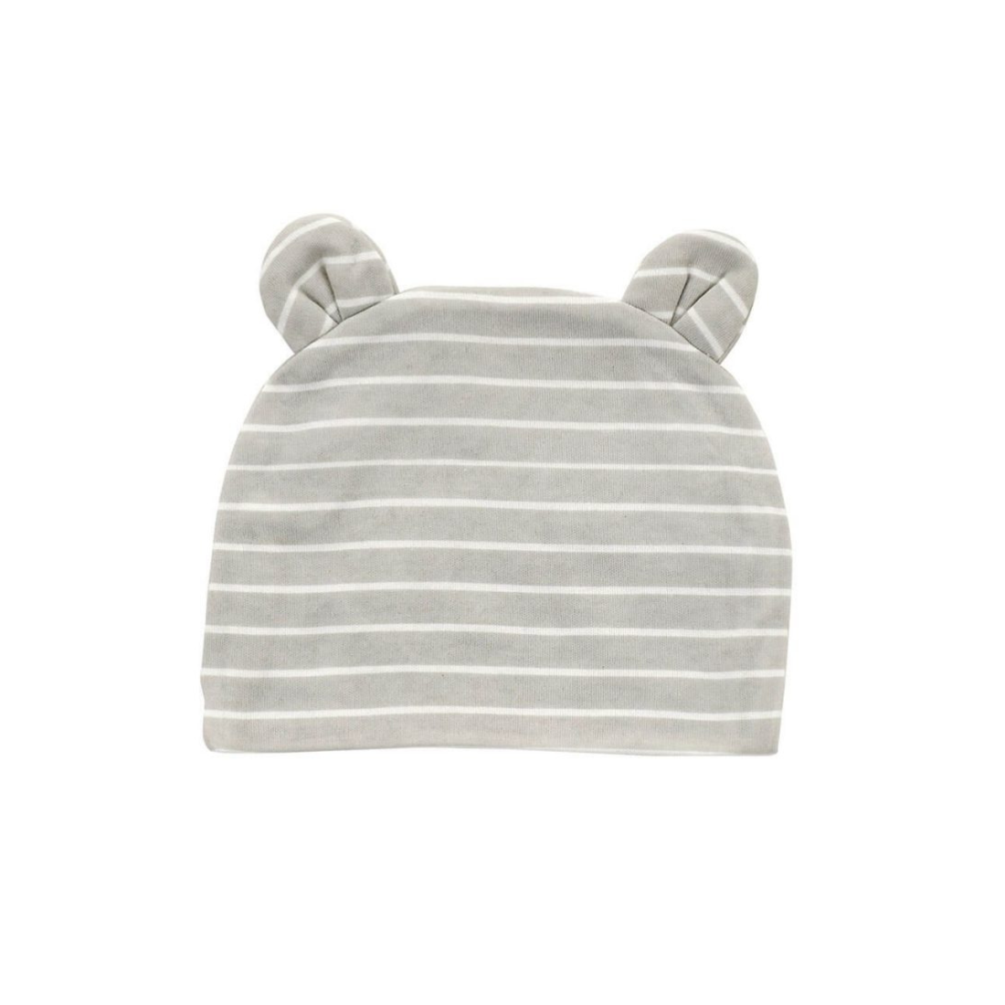 Organic Cotton Baby Beanie with Ear Silver Stripe by Silkberry Baby