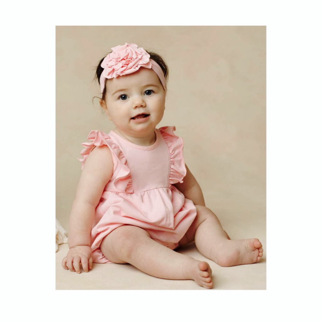 Pink Knit Ruffles Romper by Isobella and Chloe