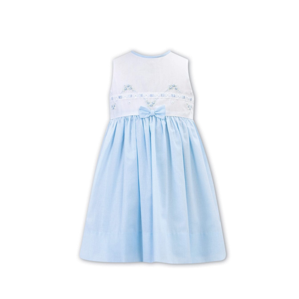 Little Girl White and Pale Blue Sleeveless Summer Dress by Dani Collection