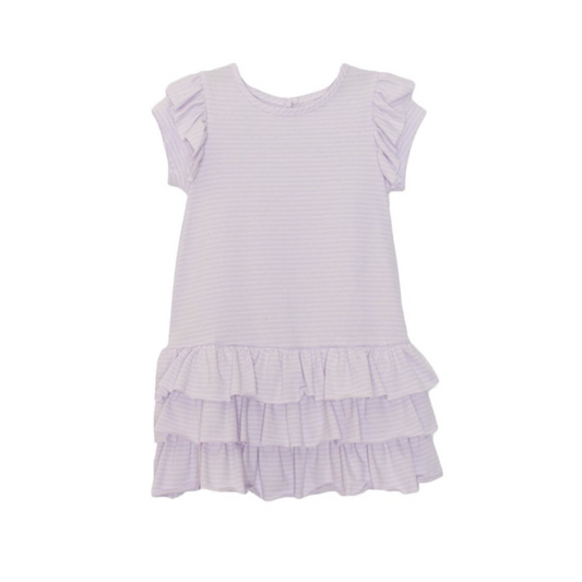 Ruffle Horizontal Stripe Purple Girl Dress by Isobella And Chloe