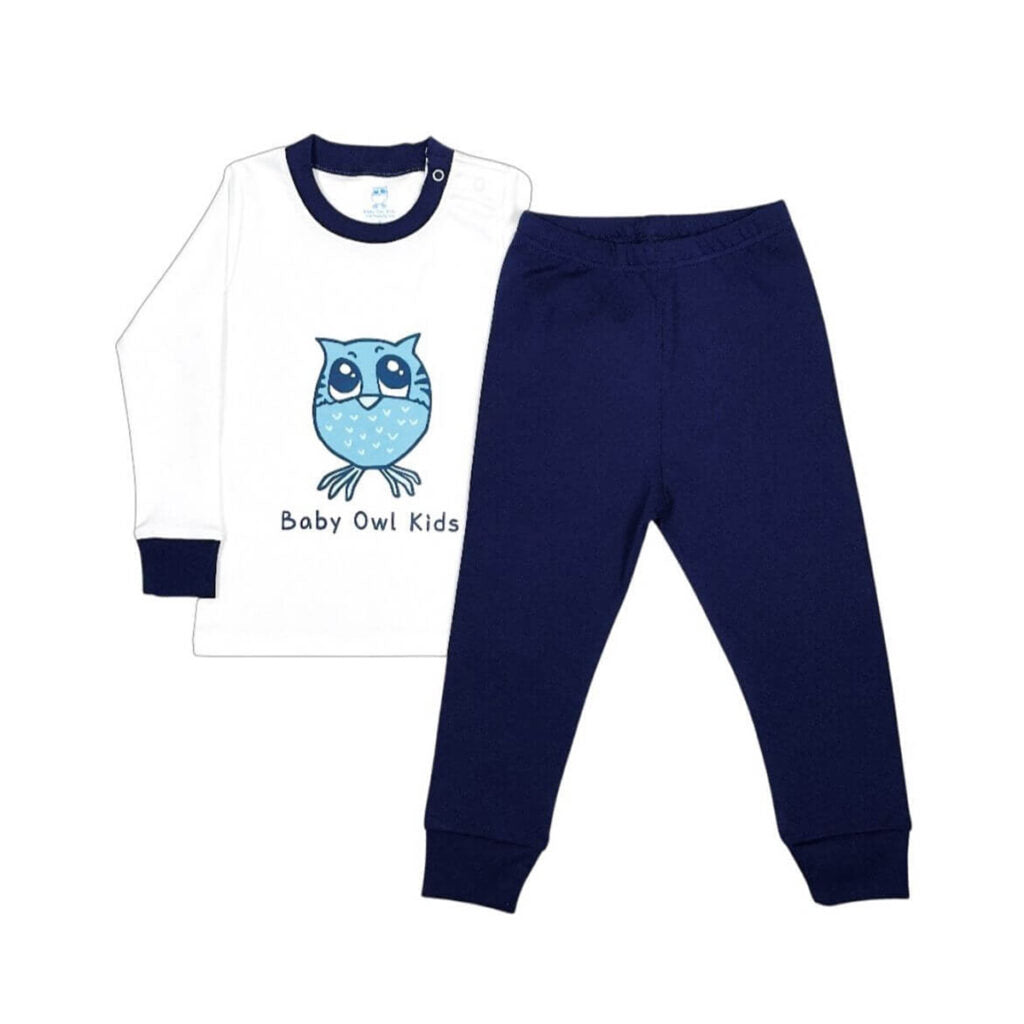 2 PC Pants Set Blue Owl Pima Cotton Pajamas by Baby Owl Kids