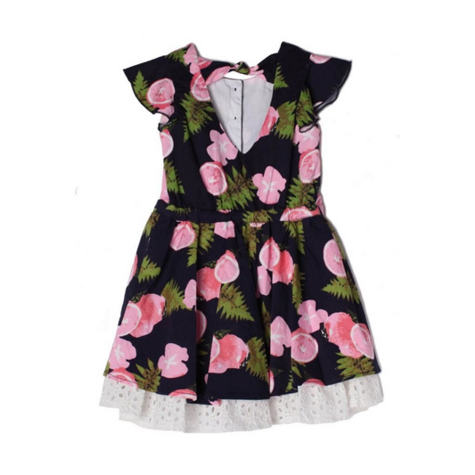 Print Ruffle Hem Girl Dress in Pink by Mabel + Honey