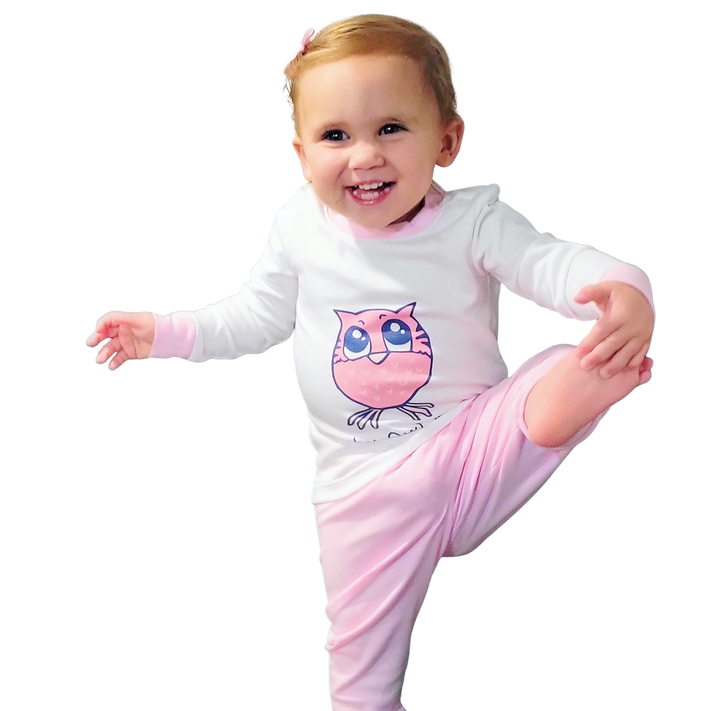 2 PC Pants Set Pink Owl Pima Cotton Pajamas by Baby Owl Kids