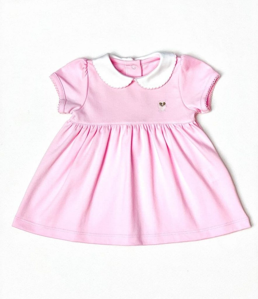 Baby Girl Pima Cotton Pink Dress by Baby Owl Kids