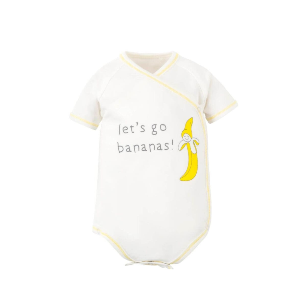 Short Sleeve Side Snap Bodysuit – Let’s Go Bananas Print by Under the Nile