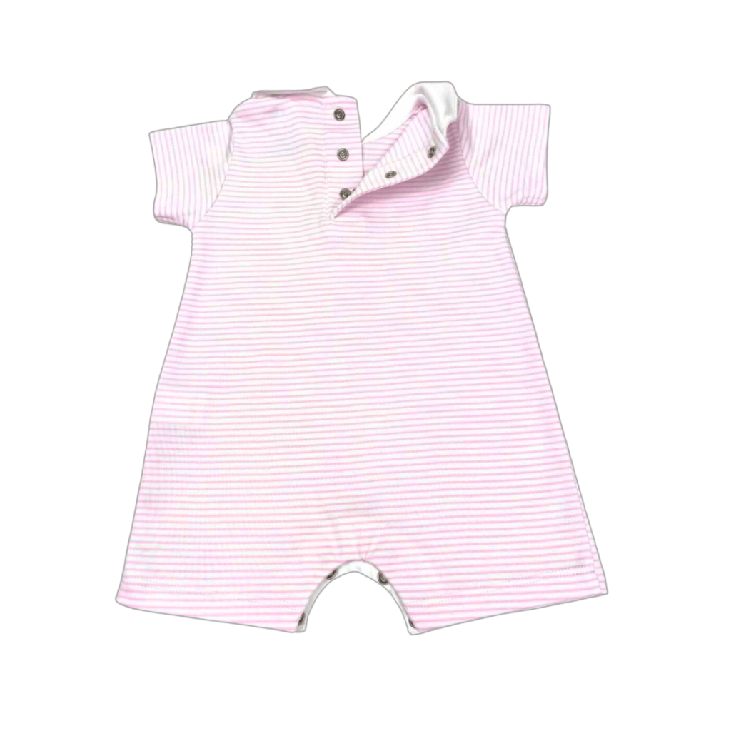 Pima Cotton Baby Romper With Pink Stripes by Baby Owl Kids