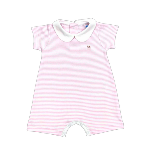 Pima Cotton Baby Romper With Pink Stripes by Baby Owl Kids