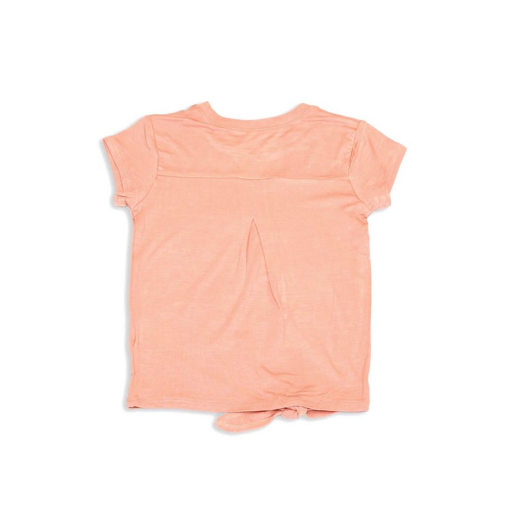 Bamboo Tie Front Tee – Dusty Rose With Giraffe Screen by Silkberry Baby